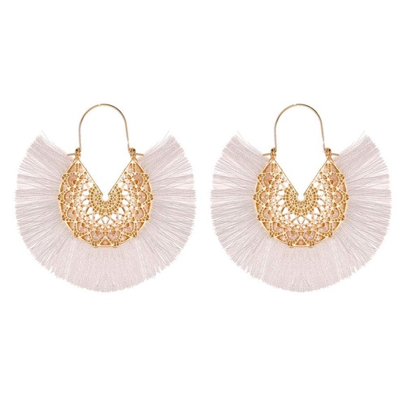 Jewelry - Brand new sealed white fringe gold earrings!
